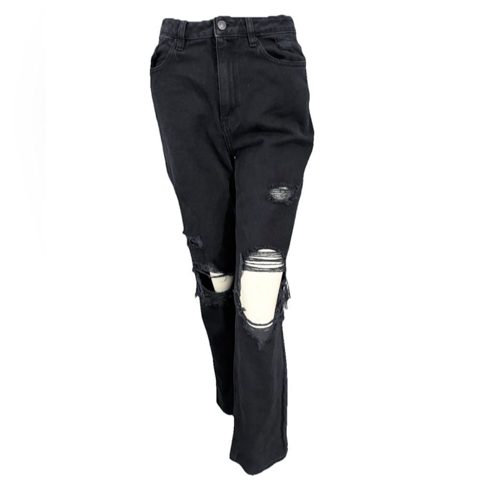 PacSun Black Distressed 90s Boyfriend Jeans Sz 27 Ripped High Rise Straight Leg